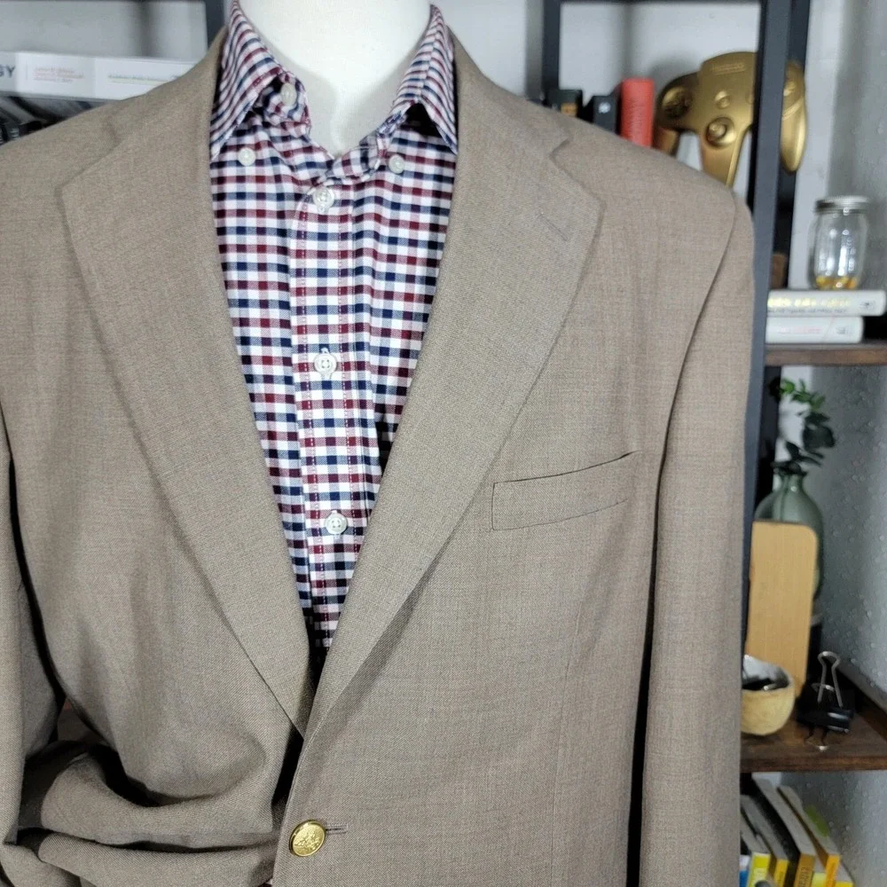 VTG Stafford Men's Sport Coat Blazer Two Button Brown Poly Wool Blend Size 44L‎